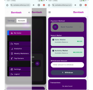 How to withdraw on Zamtaske.online