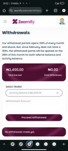 How to withdraw on 
Zearnify