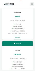 Mashminer.xyz Investment plan