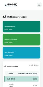 How to withdraw on Mashminer.xyz
